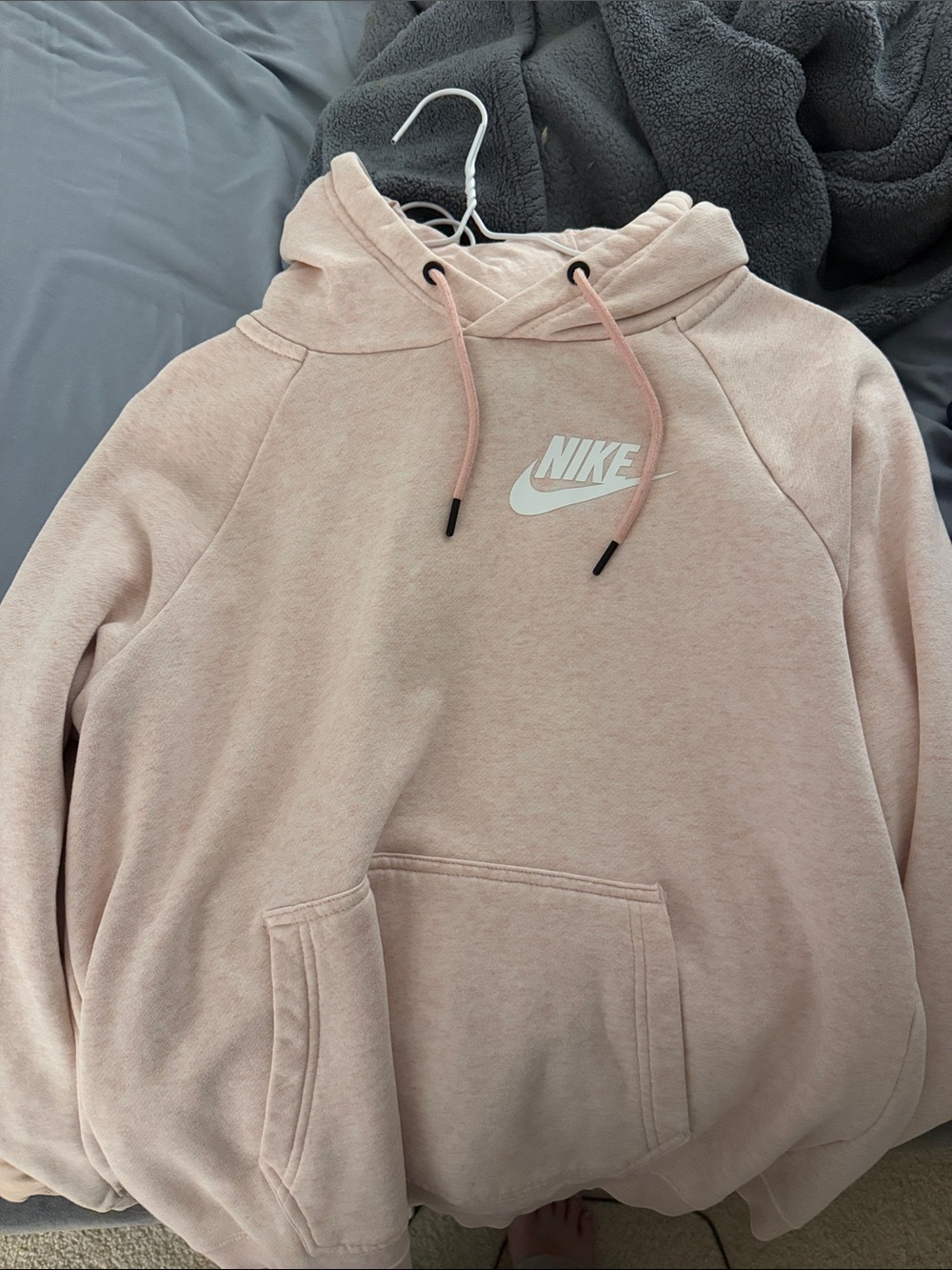 Nike Light Pink Pullover Hoodie with White Swoosh